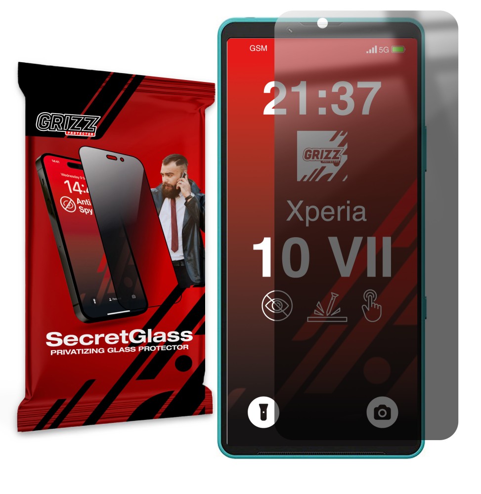 Sekretne szkło hybrydowe do Sony Xperia 10 VII prywatyzujące Grizz SecretGlass
