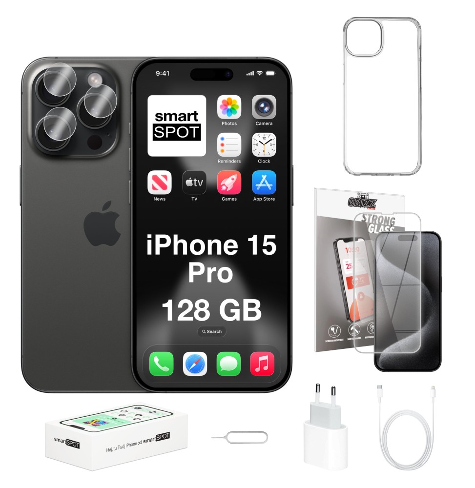 iPhone 15 Pro 128GB 100% kondycji baterii ZESTAW 7w1