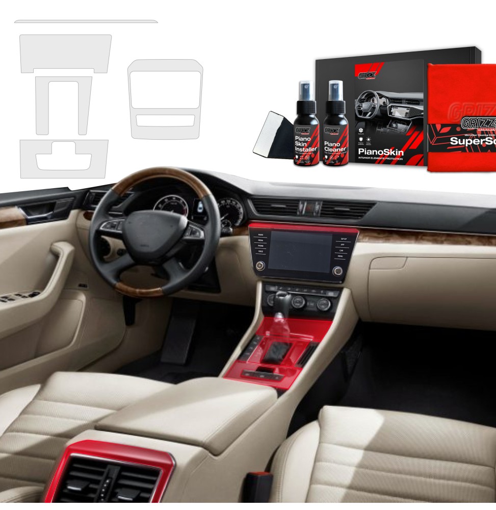 5w1 Grizz folia ochronna do wnętrza Skoda Superb 3 (2015-2024) Antyodciskowa PianoSkin