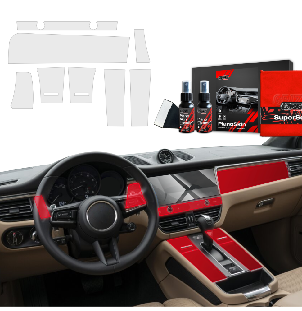 8w1 Grizz folia ochronna do wnętrza Porsche Macan GTS (2021-2024) Antyodciskowa PianoSkin