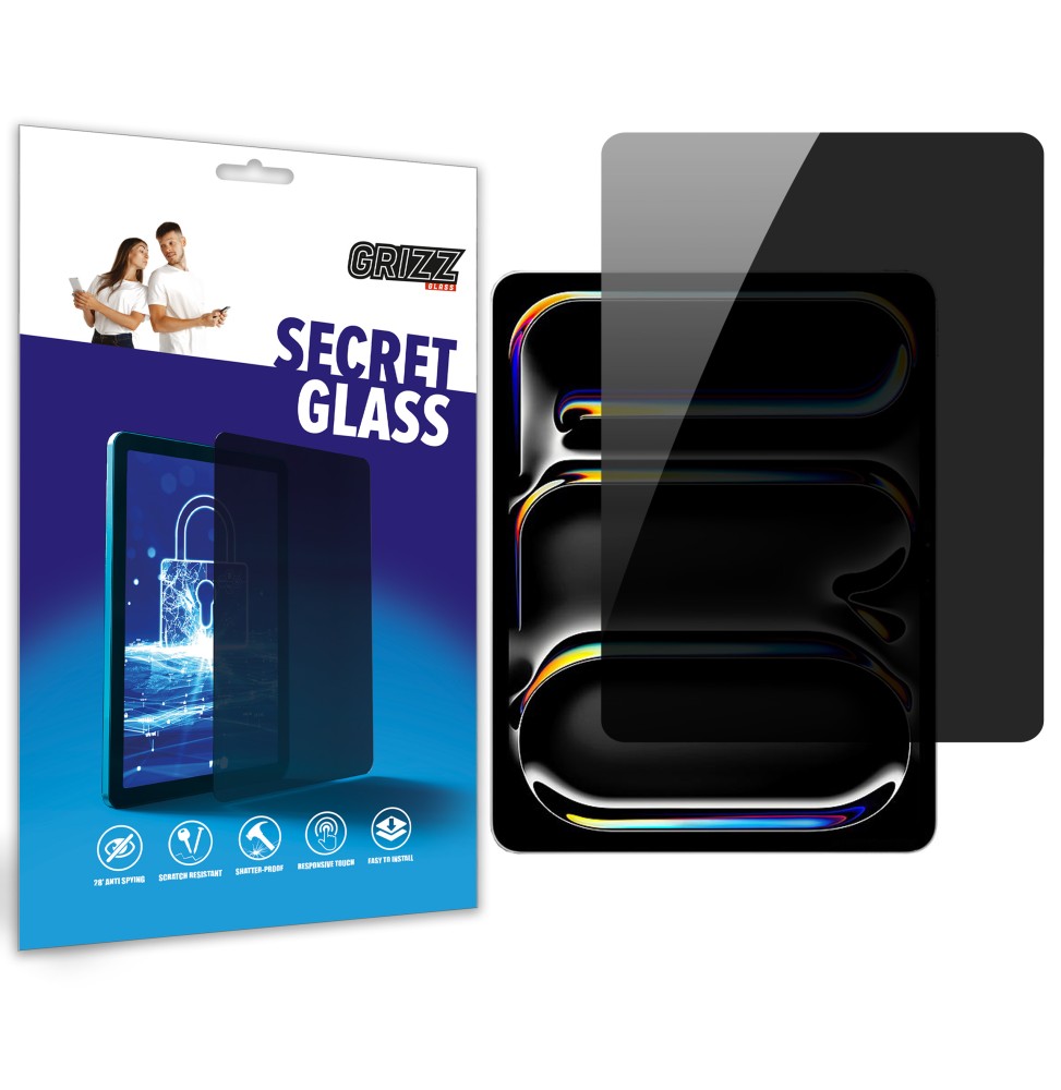 Sekretne szkło hybrydowe do Apple iPad Pro 13" M4 2024 prywatyzujące Grizz SecretGlass