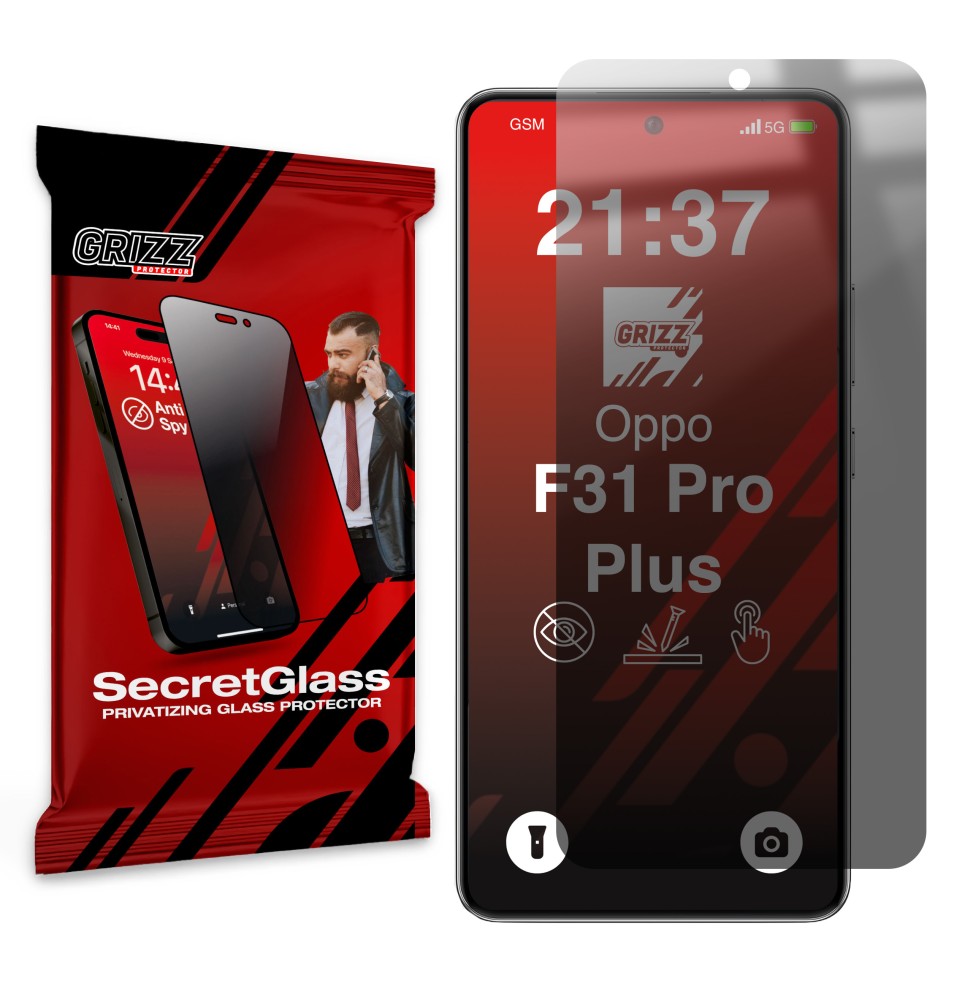 Sekretne szkło hybrydowe do Oppo F31 Pro Plus 5G prywatyzujące Grizz SecretGlass