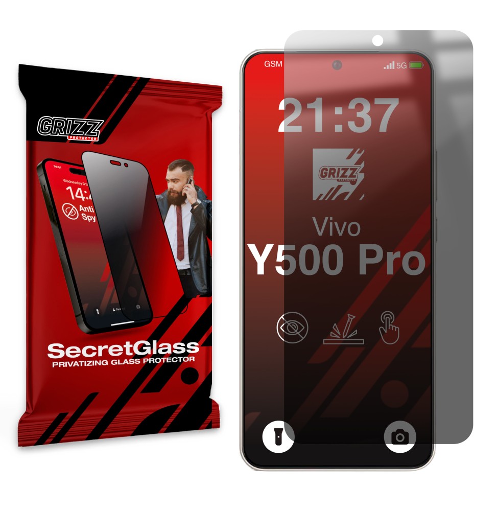 Sekretne szkło hybrydowe do Vivo Y500 Pro prywatyzujące Grizz SecretGlass