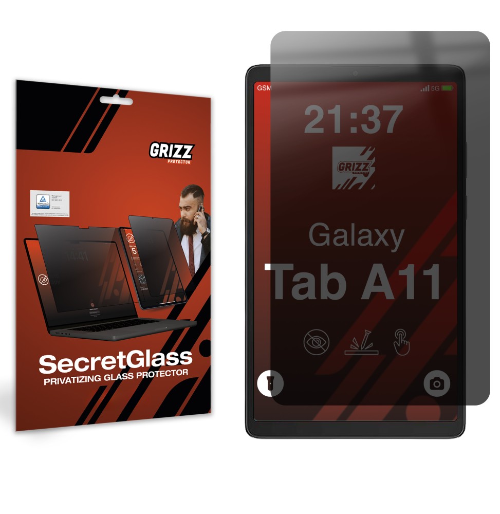 Sekretne szkło hybrydowe do Samsung Galaxy Tab A11 prywatyzujące Grizz SecretGlass