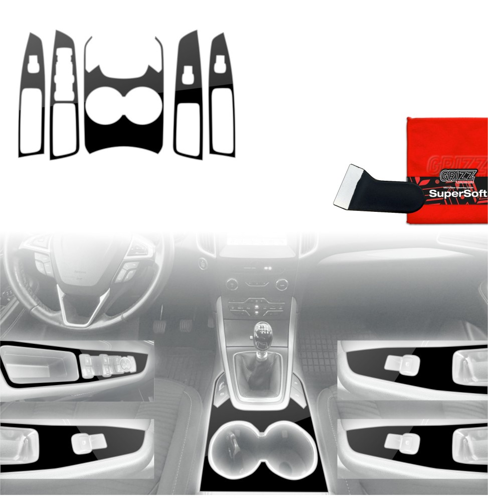 Folia do wnętrza Ford S-Max MK2 (2015-2023) GRIZZ 5w1 Czarna Połyskująca