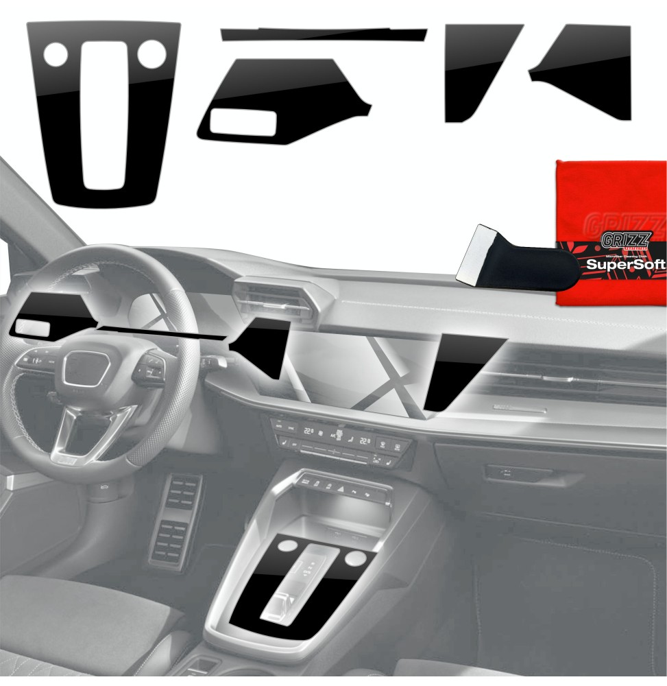Folia do wnętrza Audi S3 8Y (2020-2025) GRIZZ 5w1 Czarna Połyskująca
