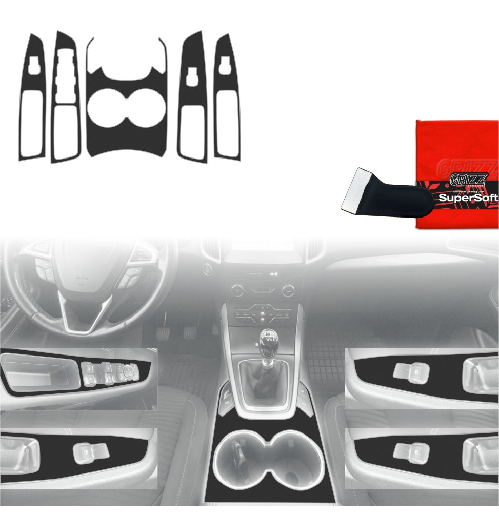 Folia do wnętrza Ford S-Max MK2 (2015-2023) GRIZZ 5w1 Czarna Antyodciskowa