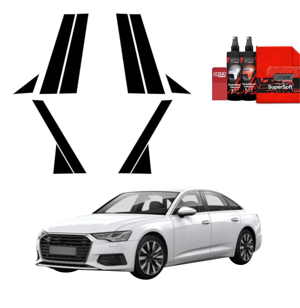 10w1 Czarna folia na słupki do Audi A6 C8 Sedan (2018-2023)