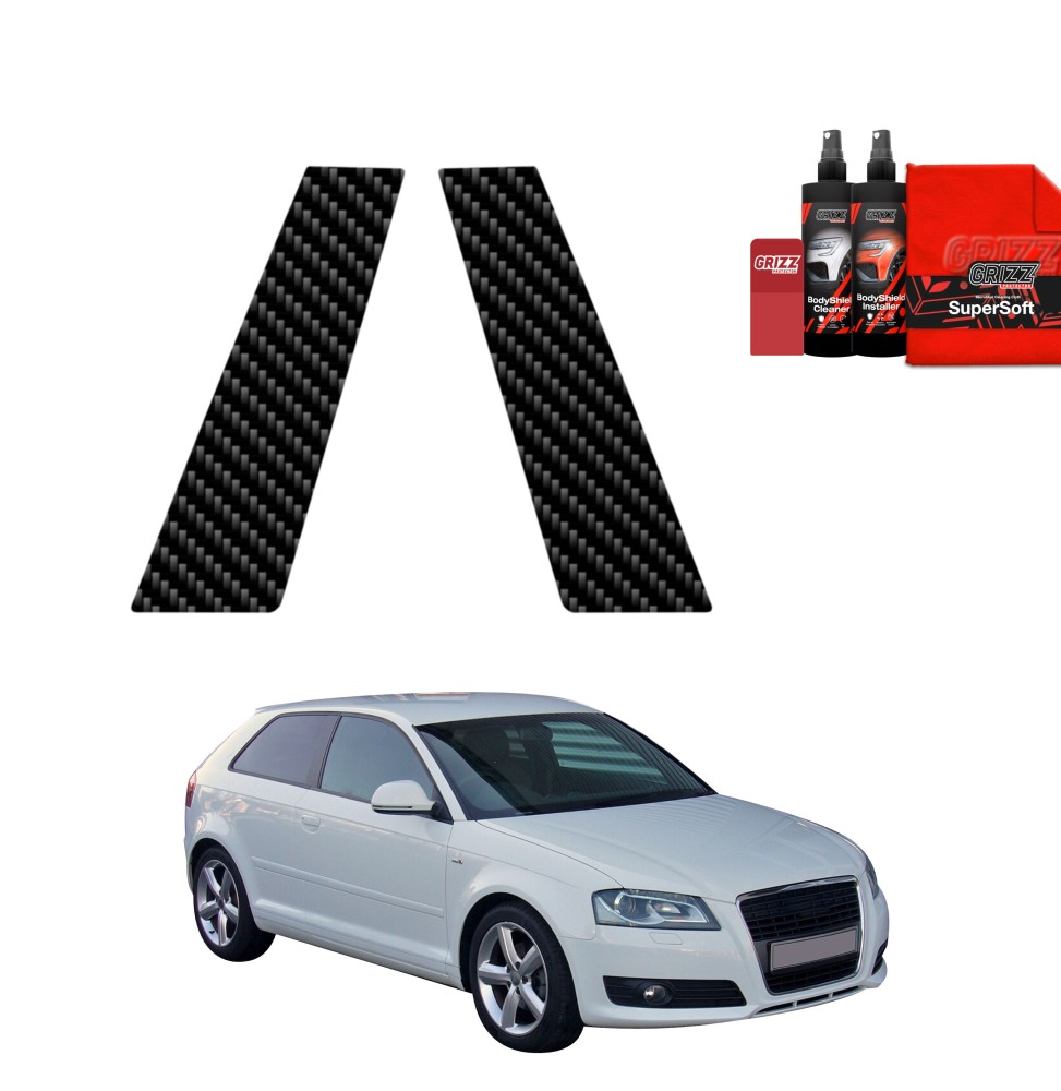 2w1 Folia karbonowa na słupki do Audi A3 8P Hatchback 3D (2003-2008)
