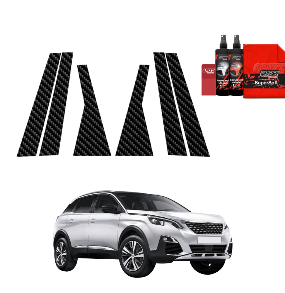 6w1 Folia karbonowa na słupki do Peugeot 3008 (2016-2024)