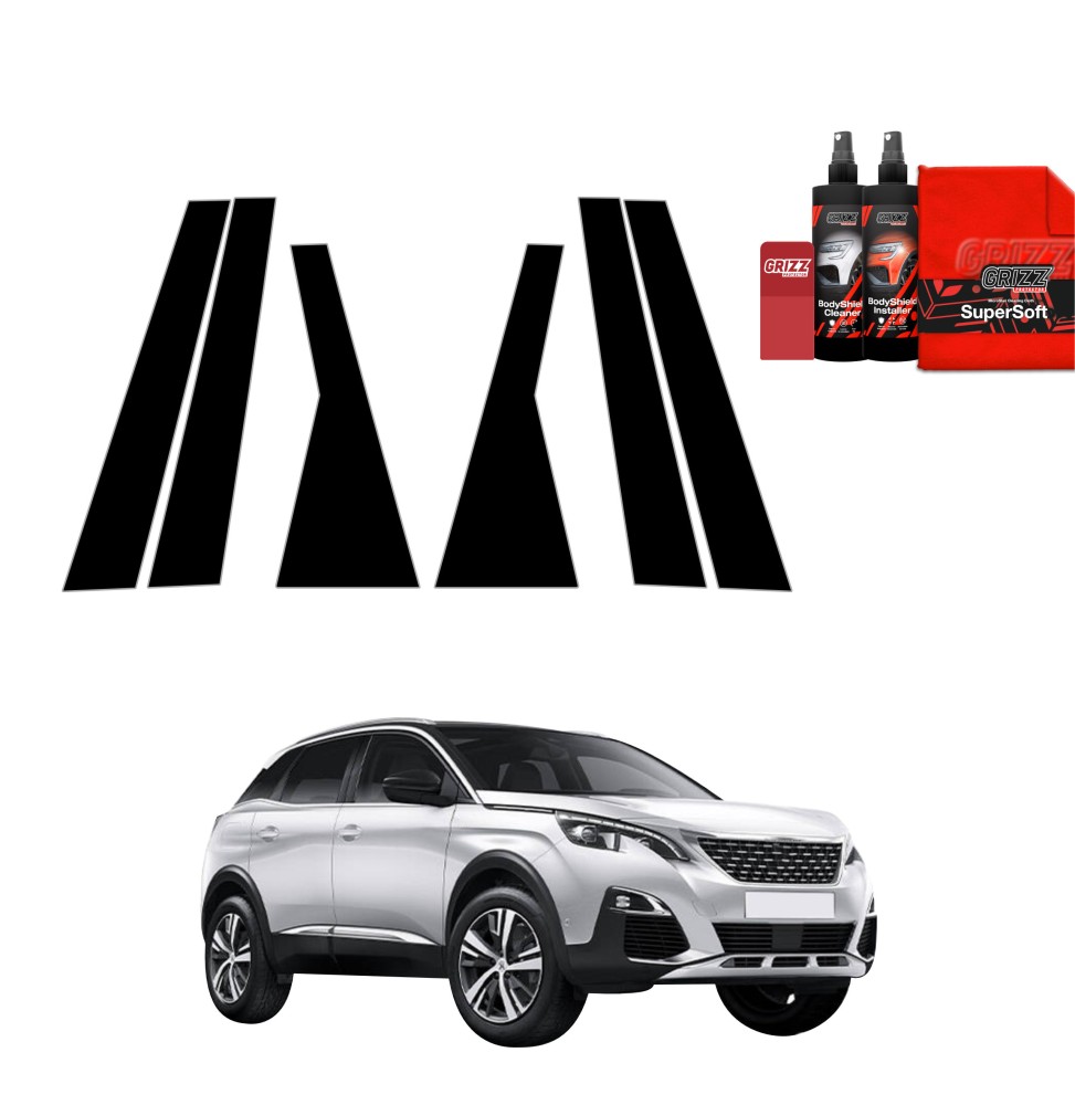 6w1 Czarna folia na słupki do Peugeot 3008 (2016-2024)