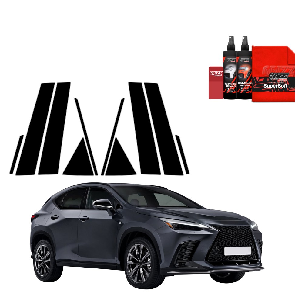 10w1 Czarna folia na słupki do Lexus NX 350h (2021-2023)