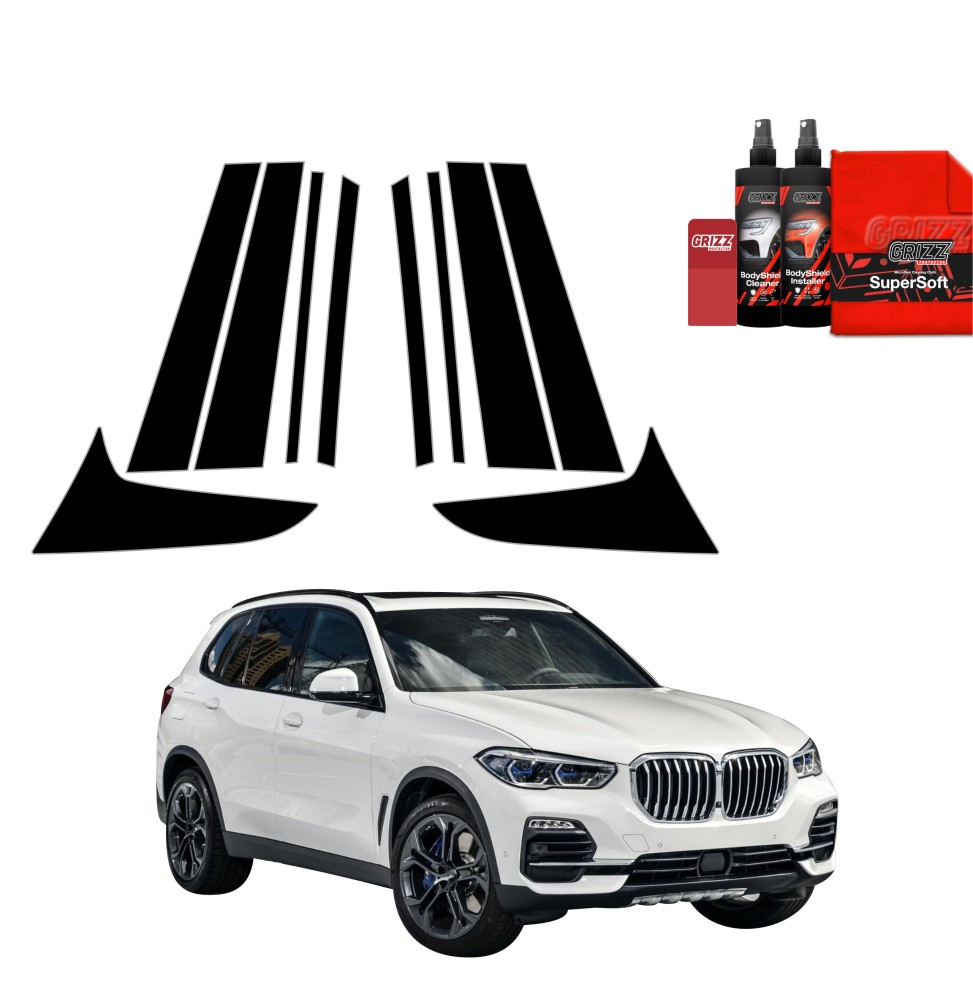 10w1 Czarna folia na słupki do BMW X5 (2018-2023)