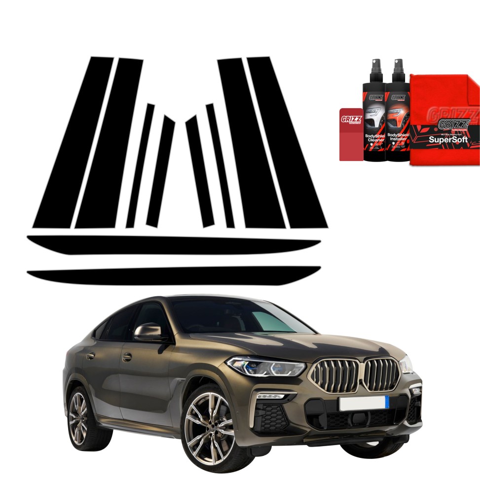 10w1 Czarna folia na słupki do BMW X6M (2019-2023)