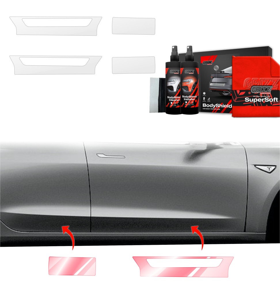 4w1 Folia ochronna na progi do Tesla Model 3 (2017-2020)