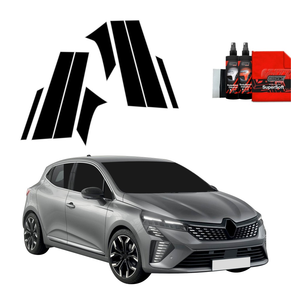 8w1 Czarna folia na słupki do Renault Clio (2020-2024)