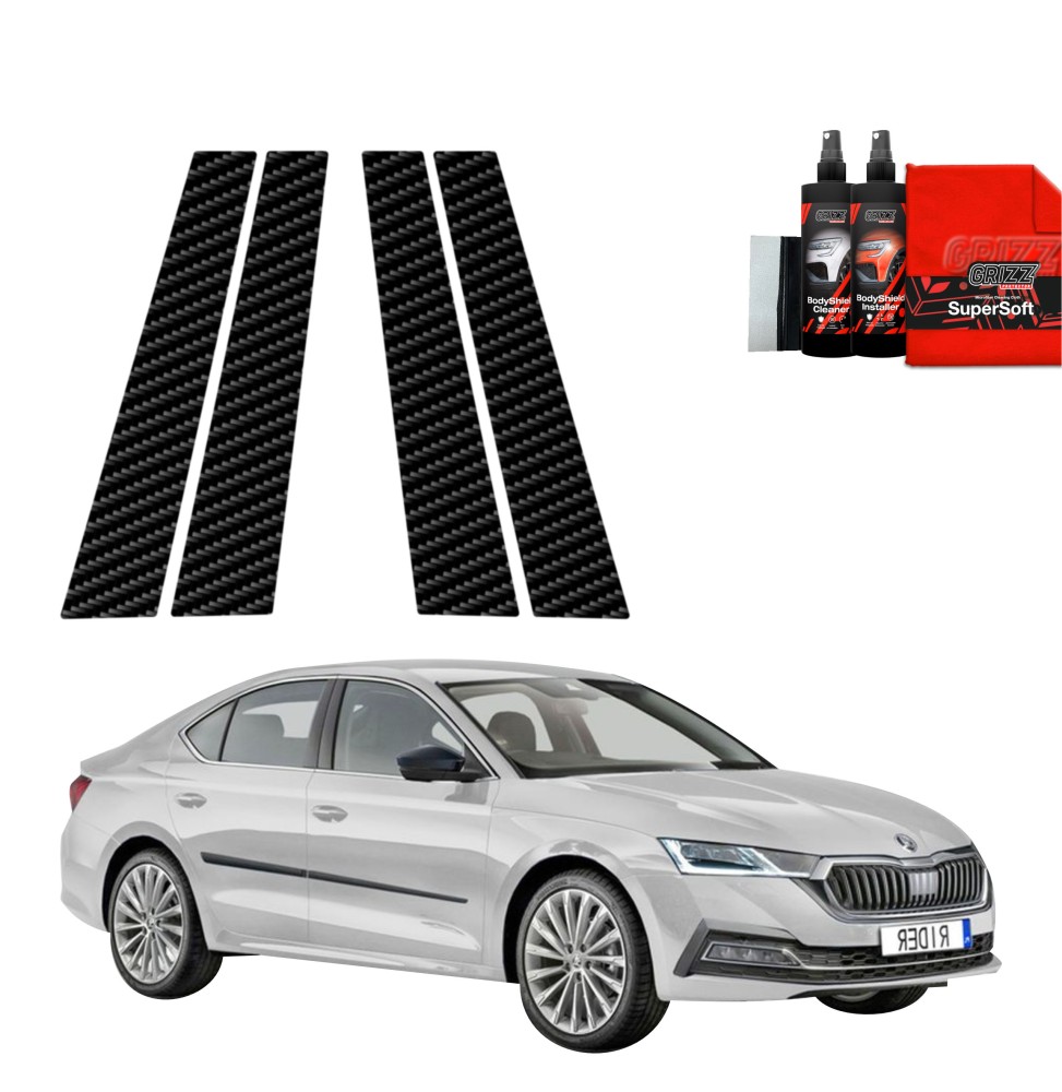 4w1 Folia karbonowa na słupki do Skoda Octavia 4 Hatchback (2019-2024)