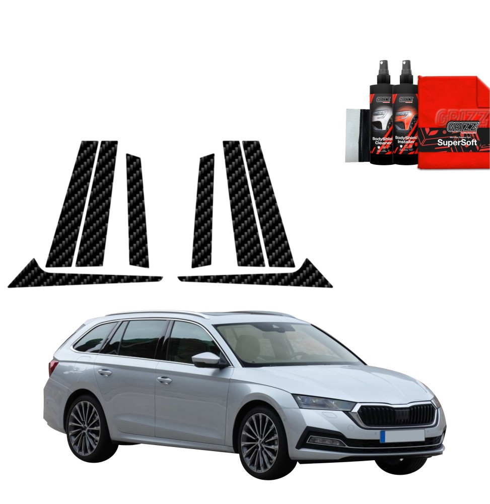 8w1 Folia karbonowa na słupki do Skoda Octavia 4 Kombi (2019-2024)