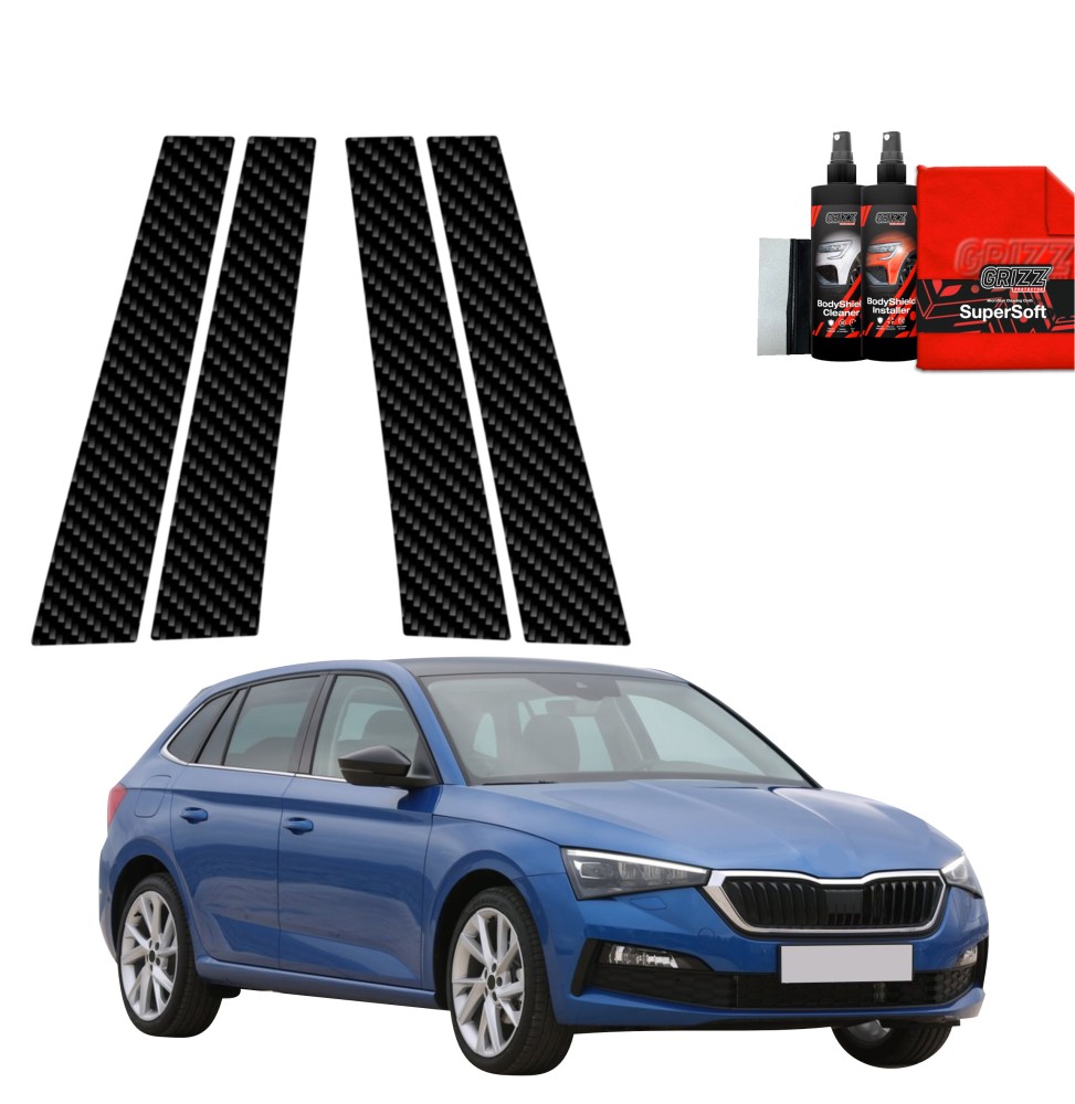 4w1 Folia karbonowa na słupki do Skoda Scala (2019-2023)