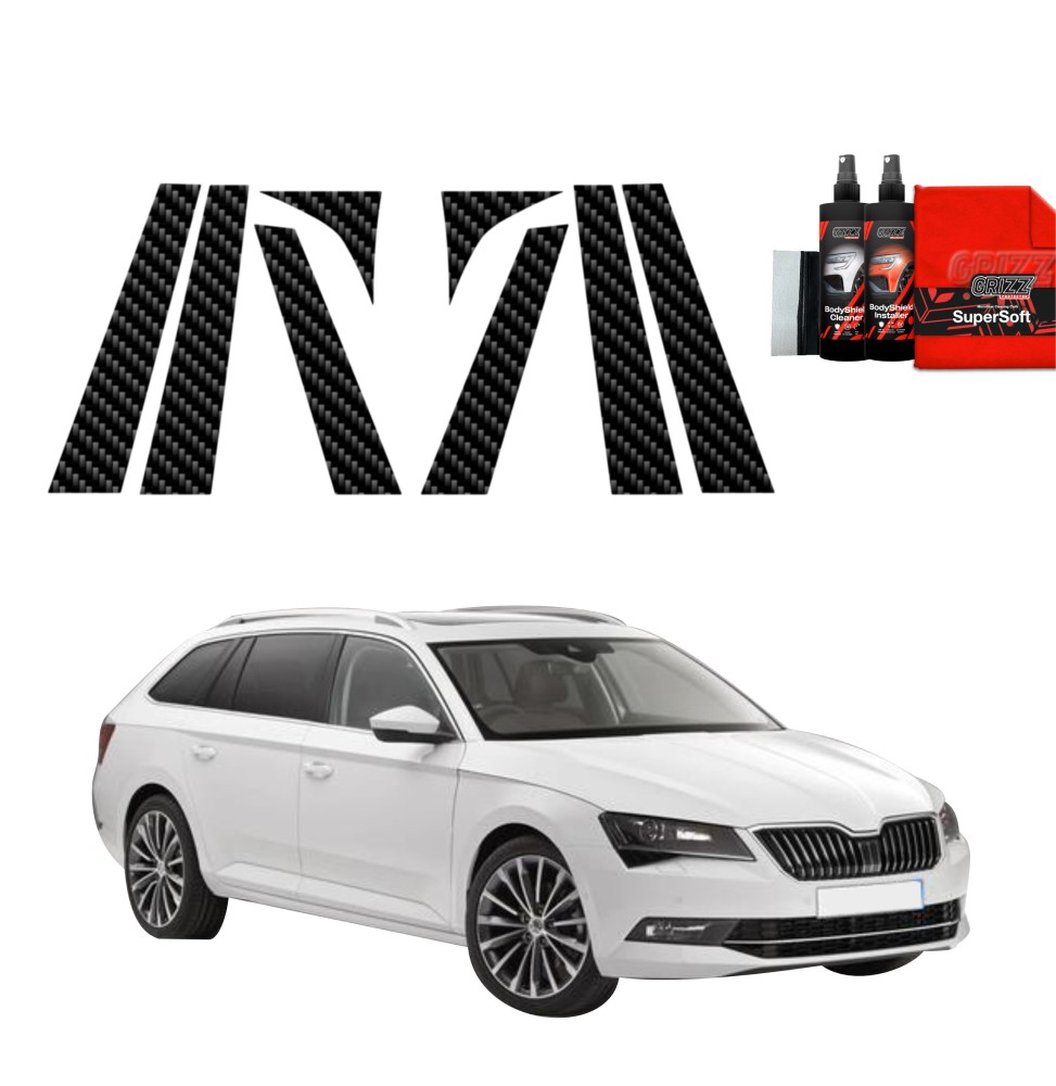 8w1 Folia karbonowa na słupki do Skoda Superb 3 Combi (2015-2019)