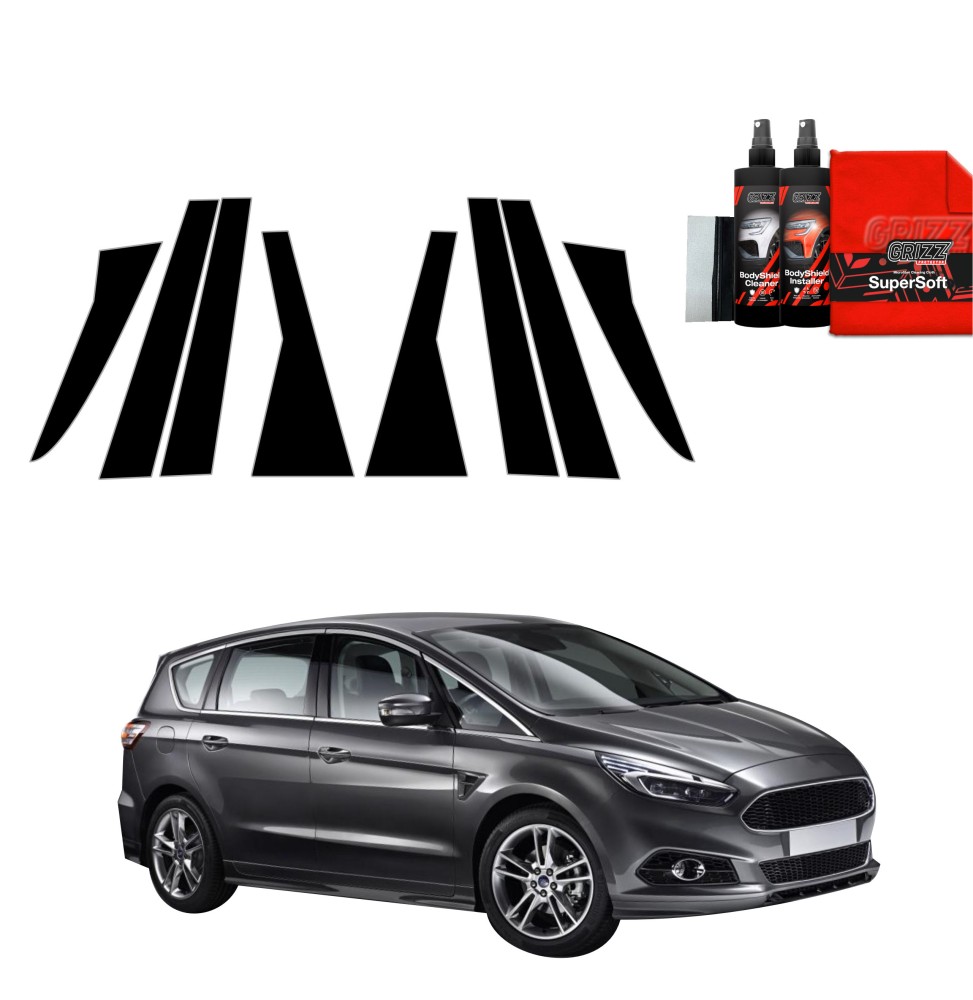 8w1 Czarna folia na słupki do Ford S-Max MK2 (2015-2019)