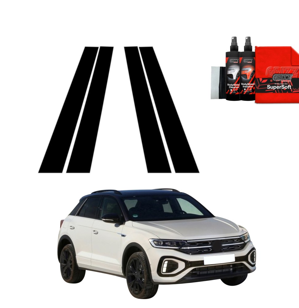 4w1 Czarna folia na słupki do Volkswagen T-Roc (2021-2025)
