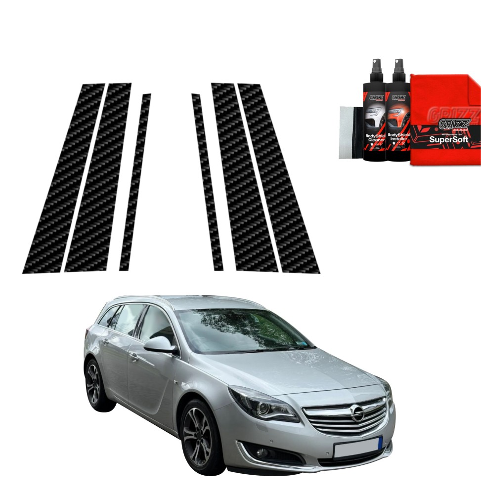 6w1 Folia karbonowa na słupki do Opel Insignia Kombi Facelifting (2013-2017)
