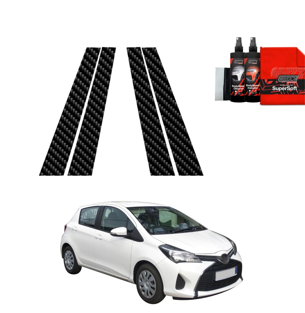 4w1 Folia karbonowa na słupki do Toyota Yaris (2011-2016)