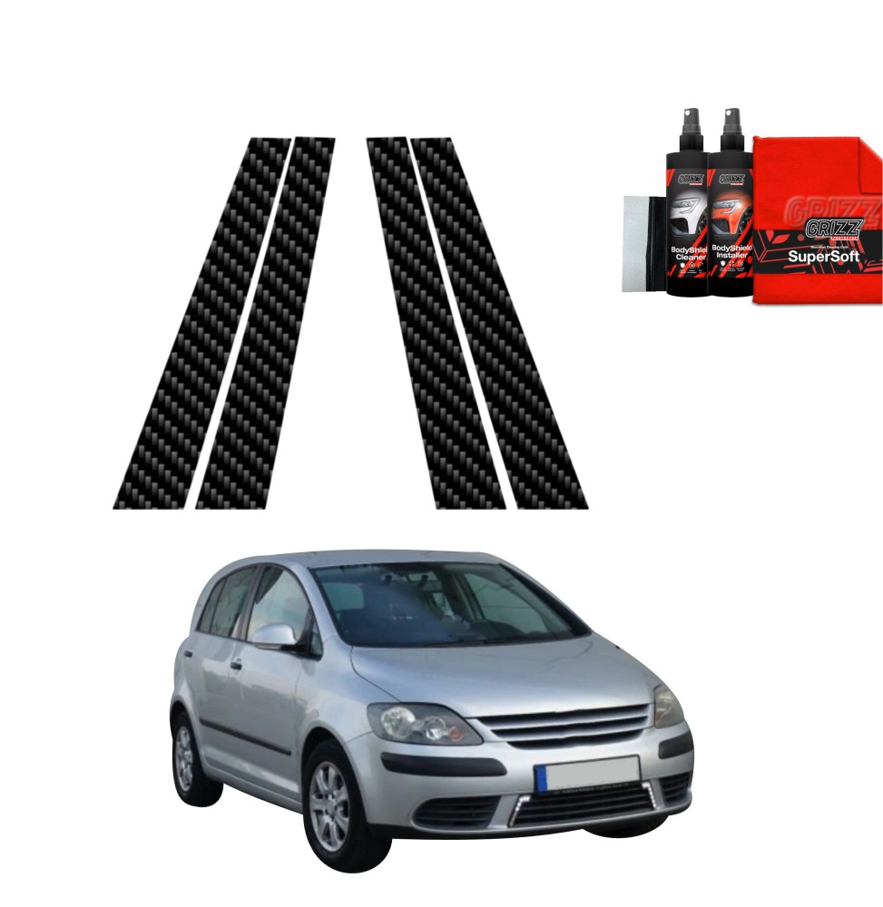 4w1 Folia karbonowa na słupki do Volkswagen Golf Plus Hatchback 5D (2004-2008)