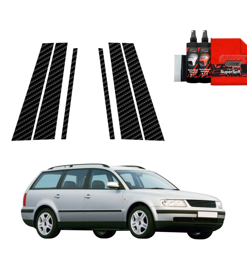 6w1 Folia karbonowa na słupki do Volkswagen Passat B5 Variant (1996-2000)