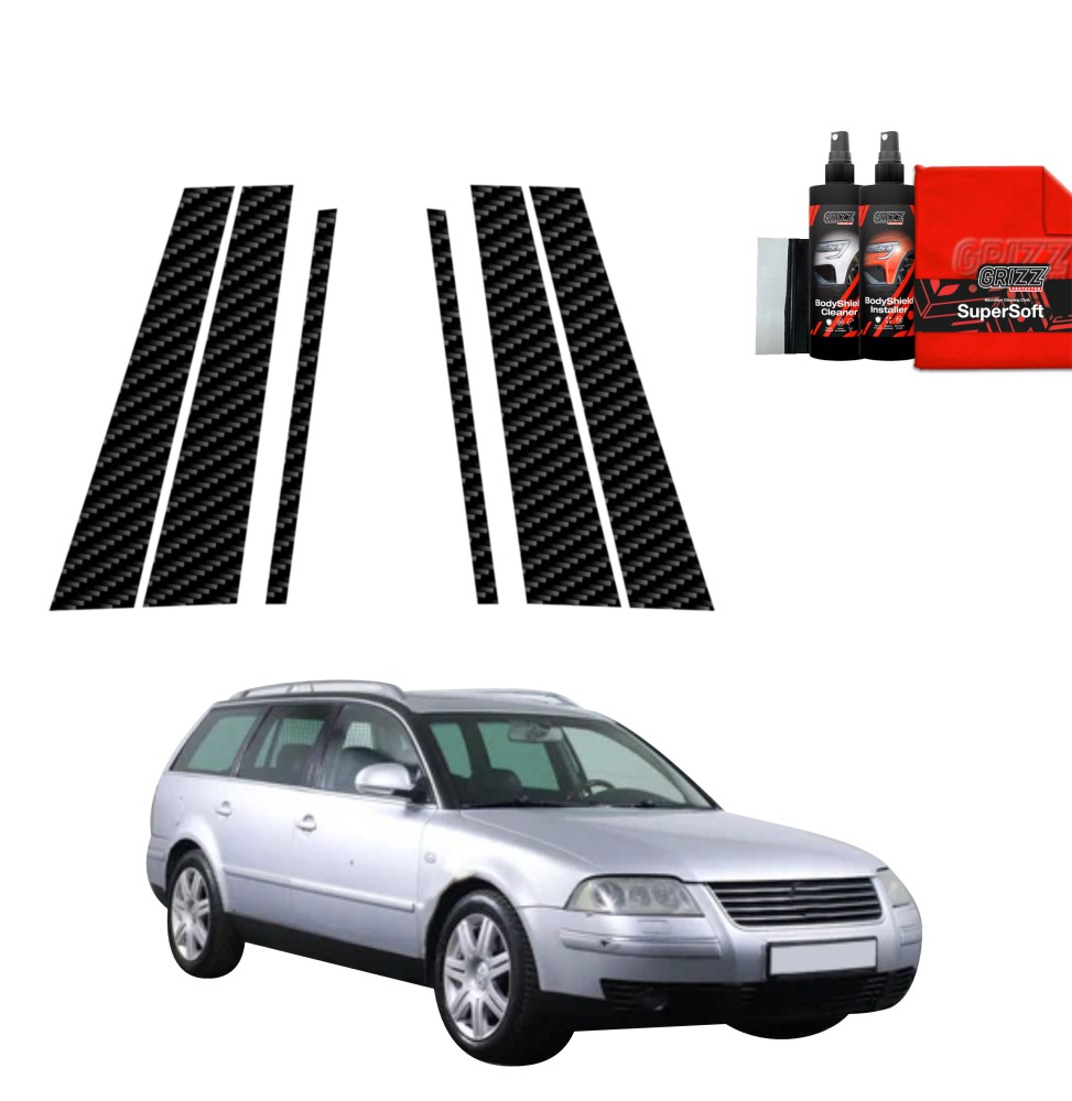 6w1 Folia karbonowa na słupki do Volkswagen Passat B5 Variant Facelifting (2000-2005)