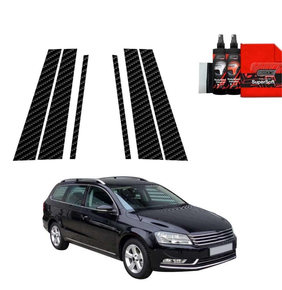 6w1 Folia karbonowa na słupki do Volkswagen Passat B7 Variant (2010-2014)