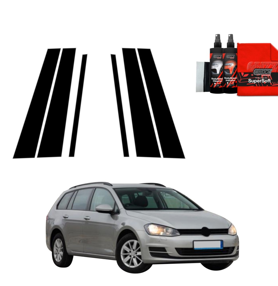 6w1 Czarna folia na słupki do Volkswagen Golf 7 Variant (2013-2020)