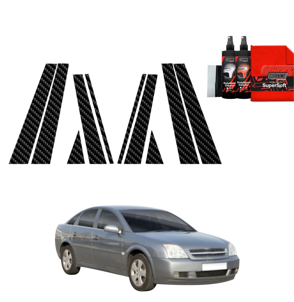 10w1 Folia karbonowa na słupki do Opel Vectra C Liftback (2002-2005)