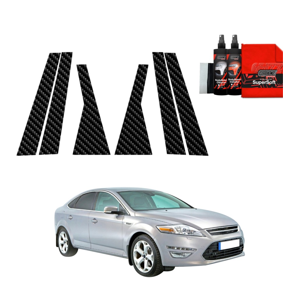 6w1 Folia karbonowa na słupki do Ford Mondeo Mk4 Sedan (2007-2014)