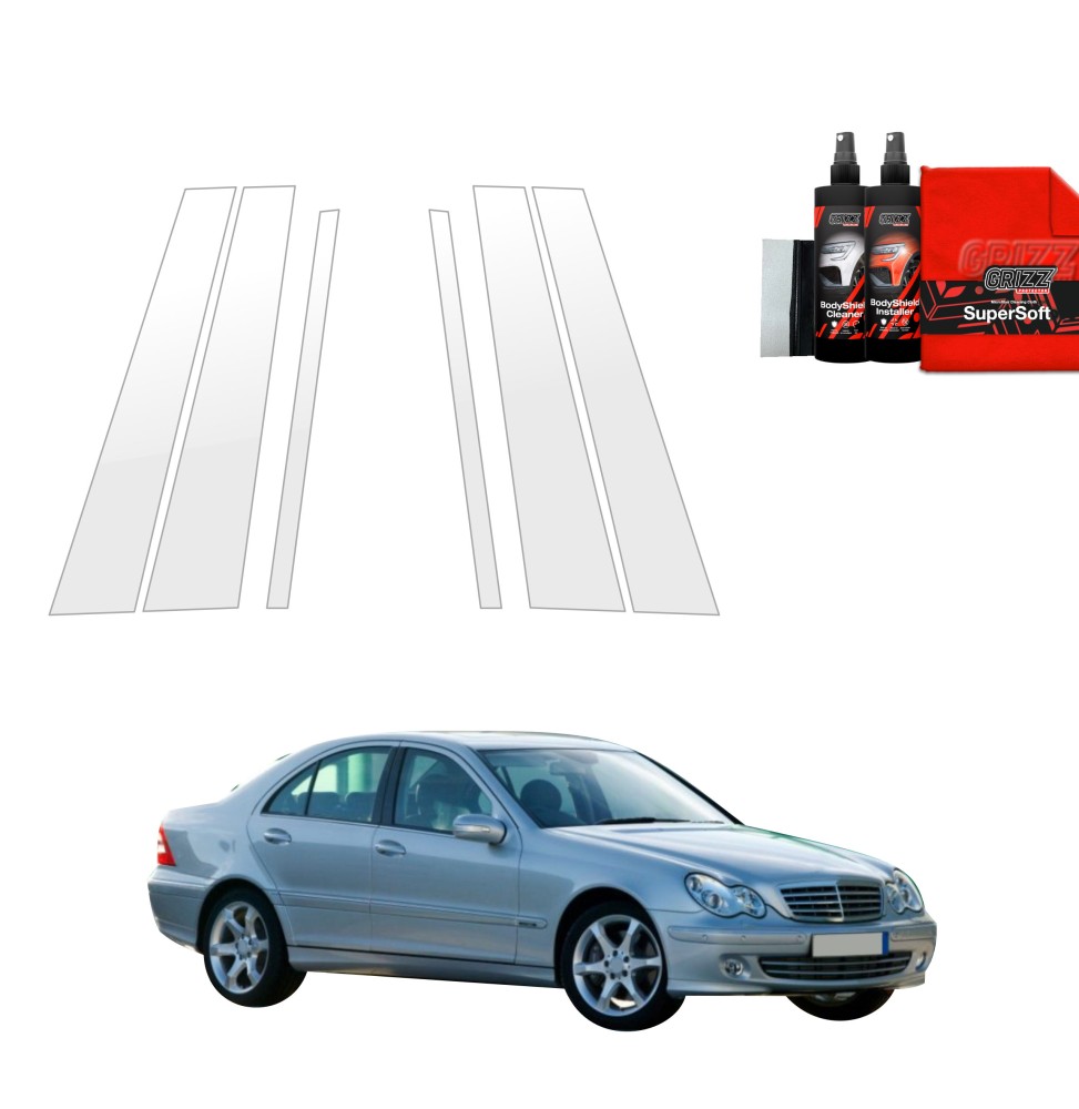 6w1 Folia ochronna na słupki do Mercedes Benz C Klasa W203 Sedan (2000-2007)