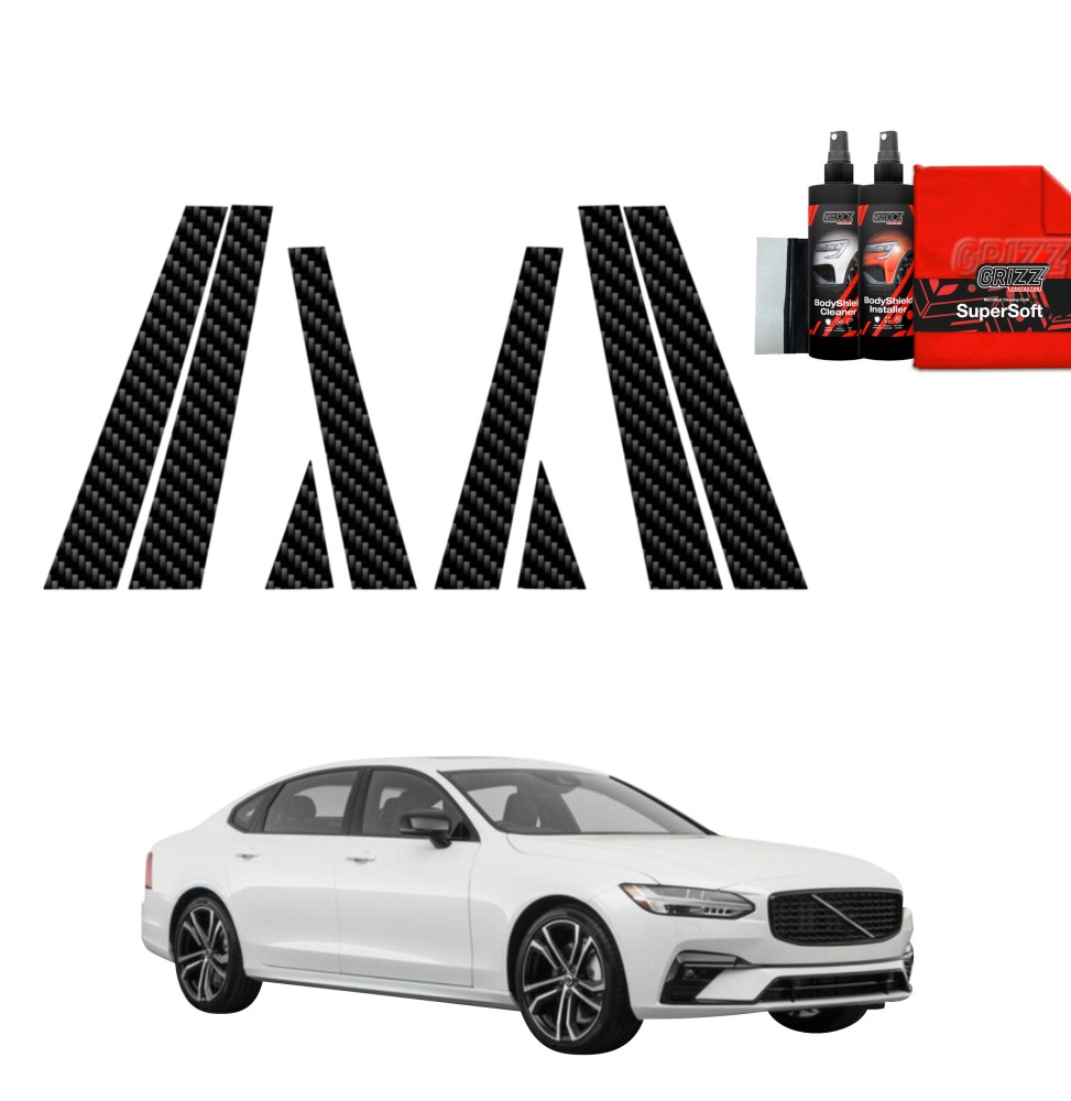 8w1 Folia karbonowa na słupki do Volvo S90 Sedan 5D (2016-2020)