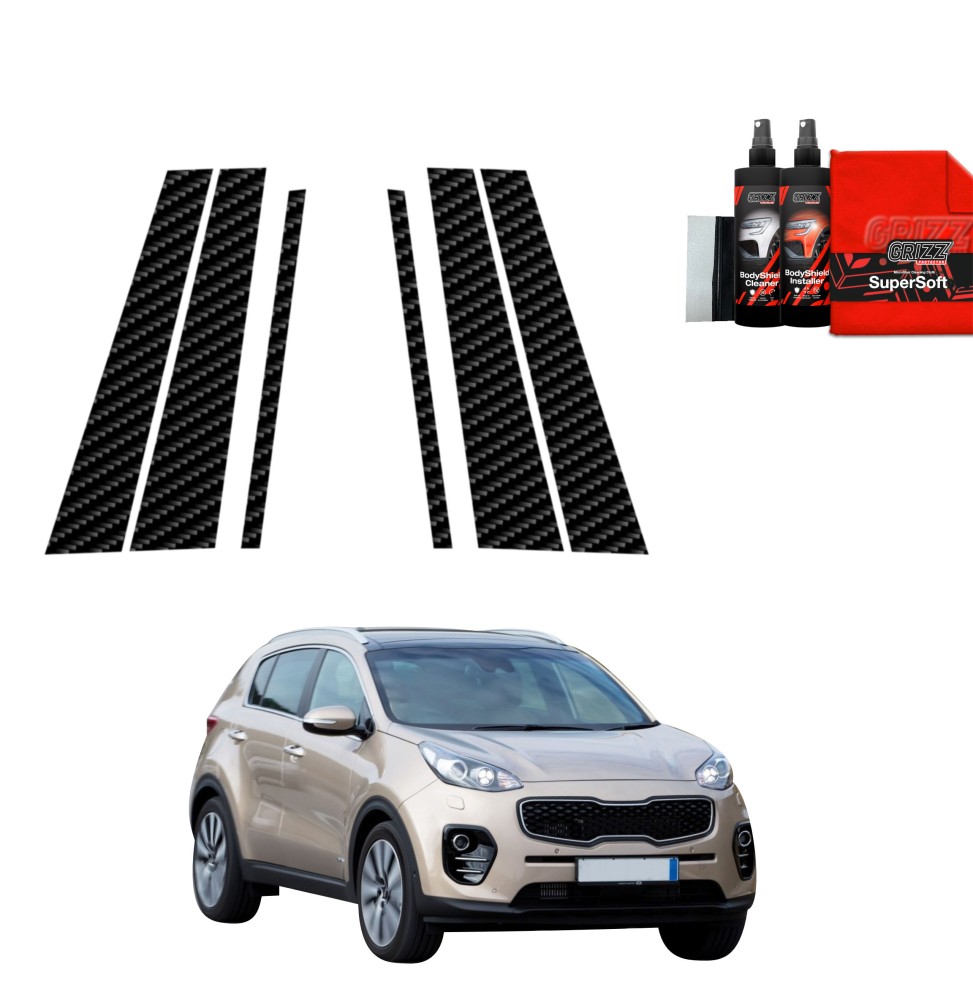 6w1 Folia karbonowa na słupki do Kia Sportage 4 (2018-2021)