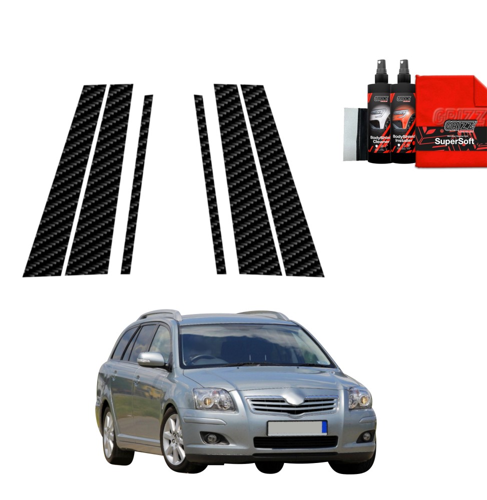 6w1 Folia karbonowa na słupki do Toyota Avensis Kombi (2003-2009)