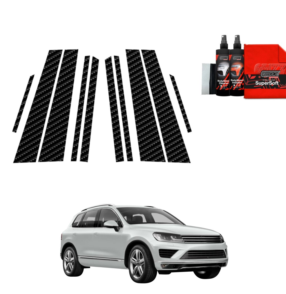 10w1 Folia karbonowa na słupki do Volkswagen VW Touareg (2014-2018)