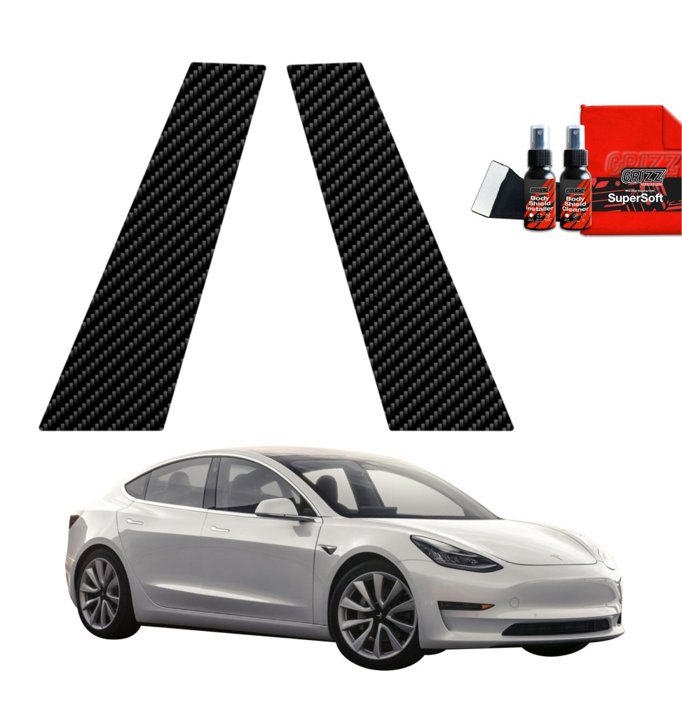 2w1 Folia karbonowa na słupki do Tesla Model 3 (2017-2020)
