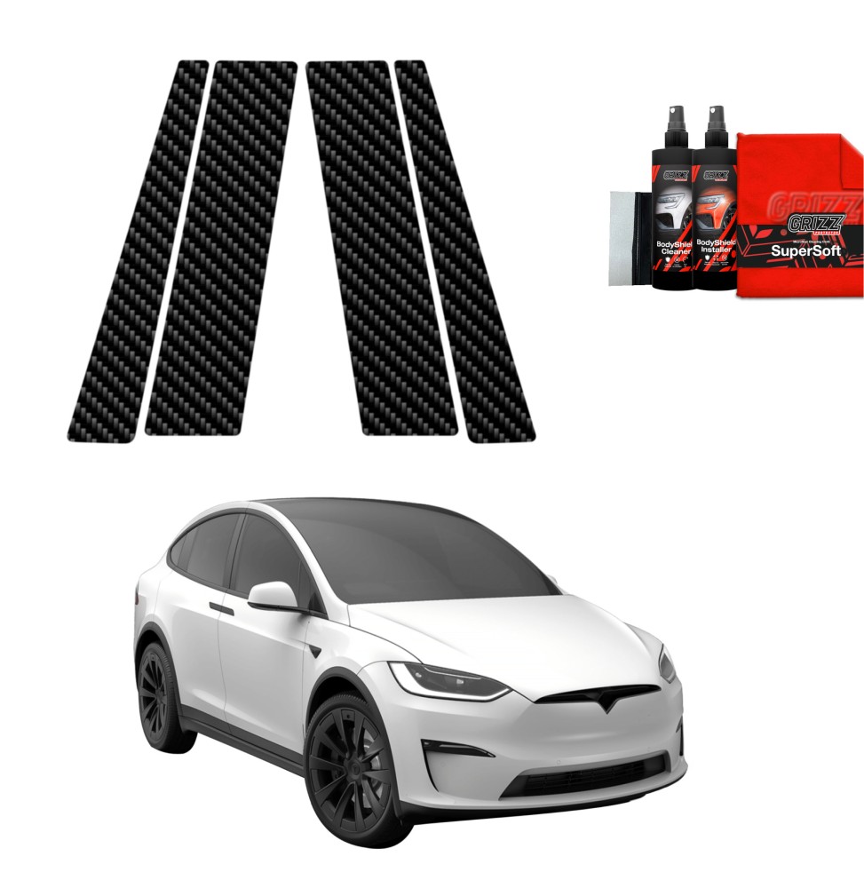 4w1 Folia karbonowa na słupki do Tesla Model X (2021-2025)