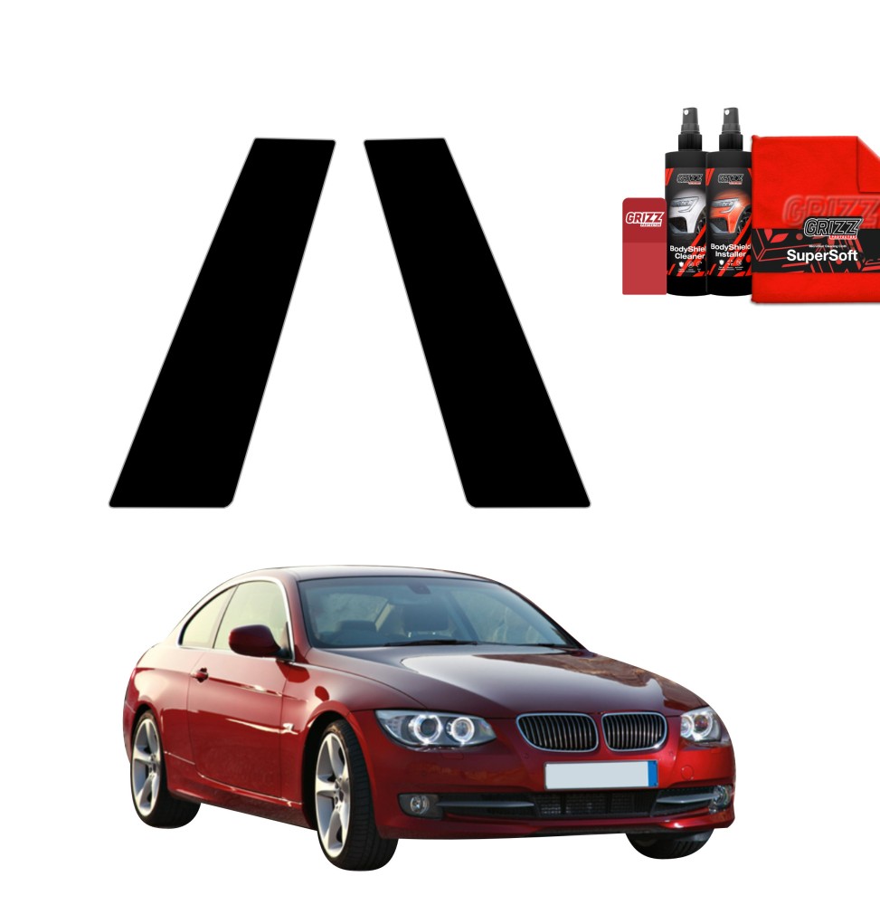 2w1 Czarna folia na słupki do BMW 3 E92 Coupe LCI (2010-2013)