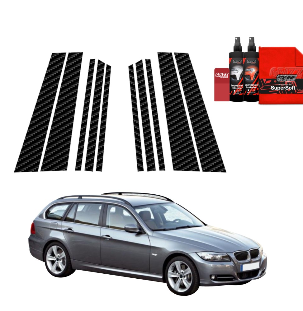 10w1 Folia karbonowa na słupki do BMW 3 E91 Kombi LCI (2008-2012)