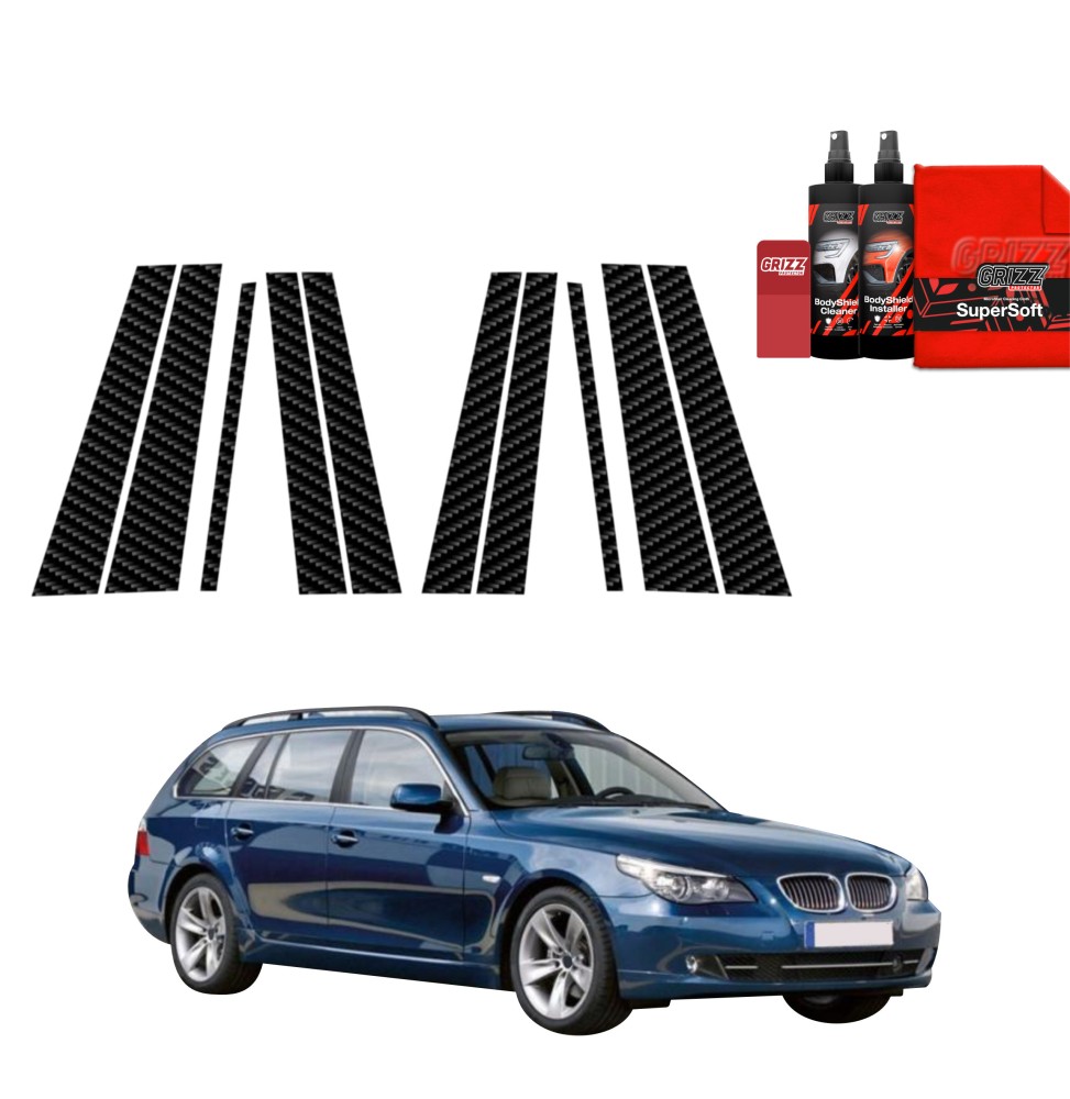 10w1 Folia karbonowa na słupki do BMW 5 E61 Kombi LCI (2007-2010)