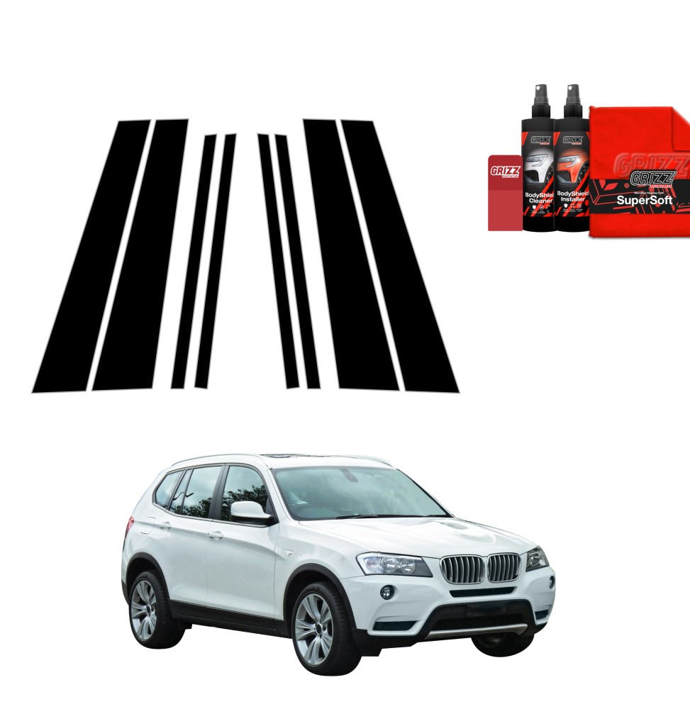 8w1 Czarna folia na słupki do BMW X3 F25 (2010-2014)