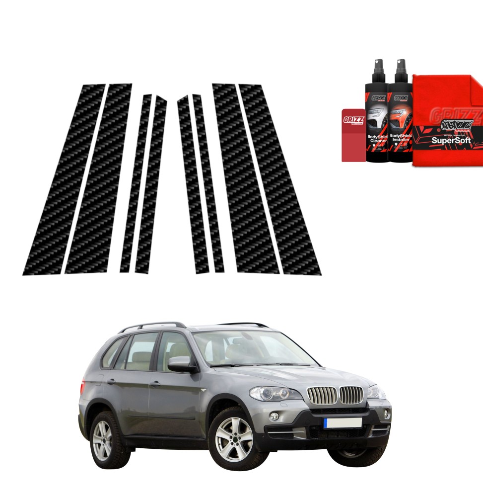 8w1 Folia karbonowa na słupki do BMW X5 E70 SUV 5D (2006-2013)