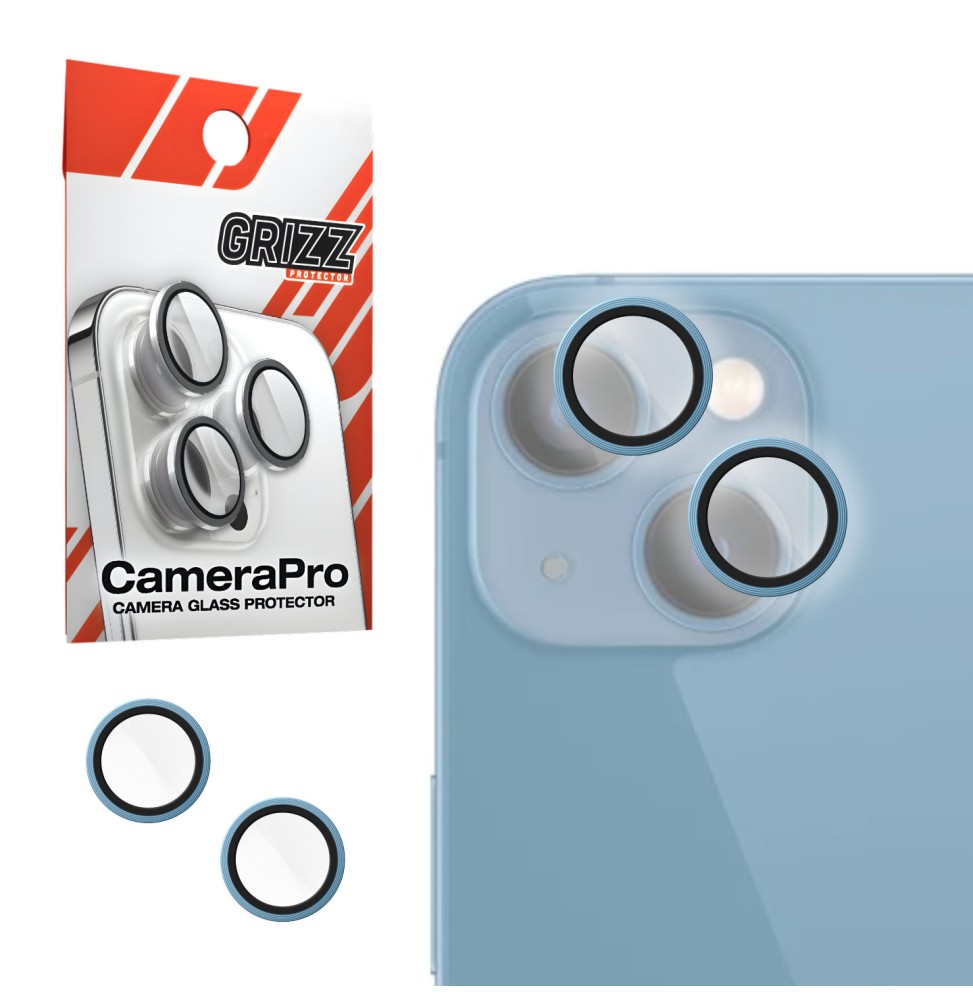 Szkło na aparat z ramką do Apple iPhone 13 Mini Blue GRIZZ