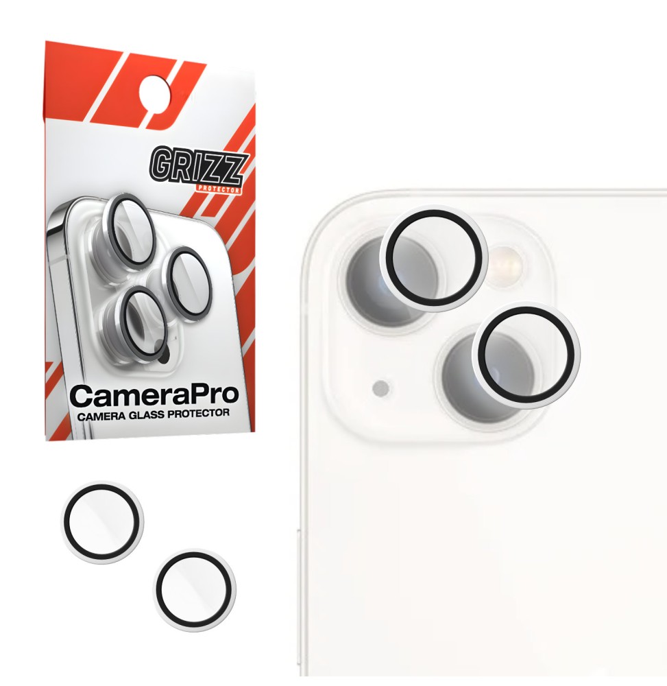 Szkło na aparat z ramką do Apple iPhone 13 Mini White GRIZZ