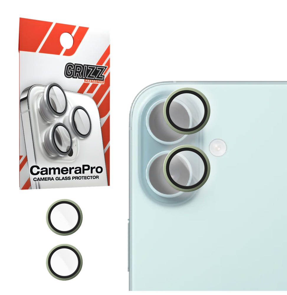 Szkło na aparat z ramką do Apple iPhone 16 Plus Green GRIZZ